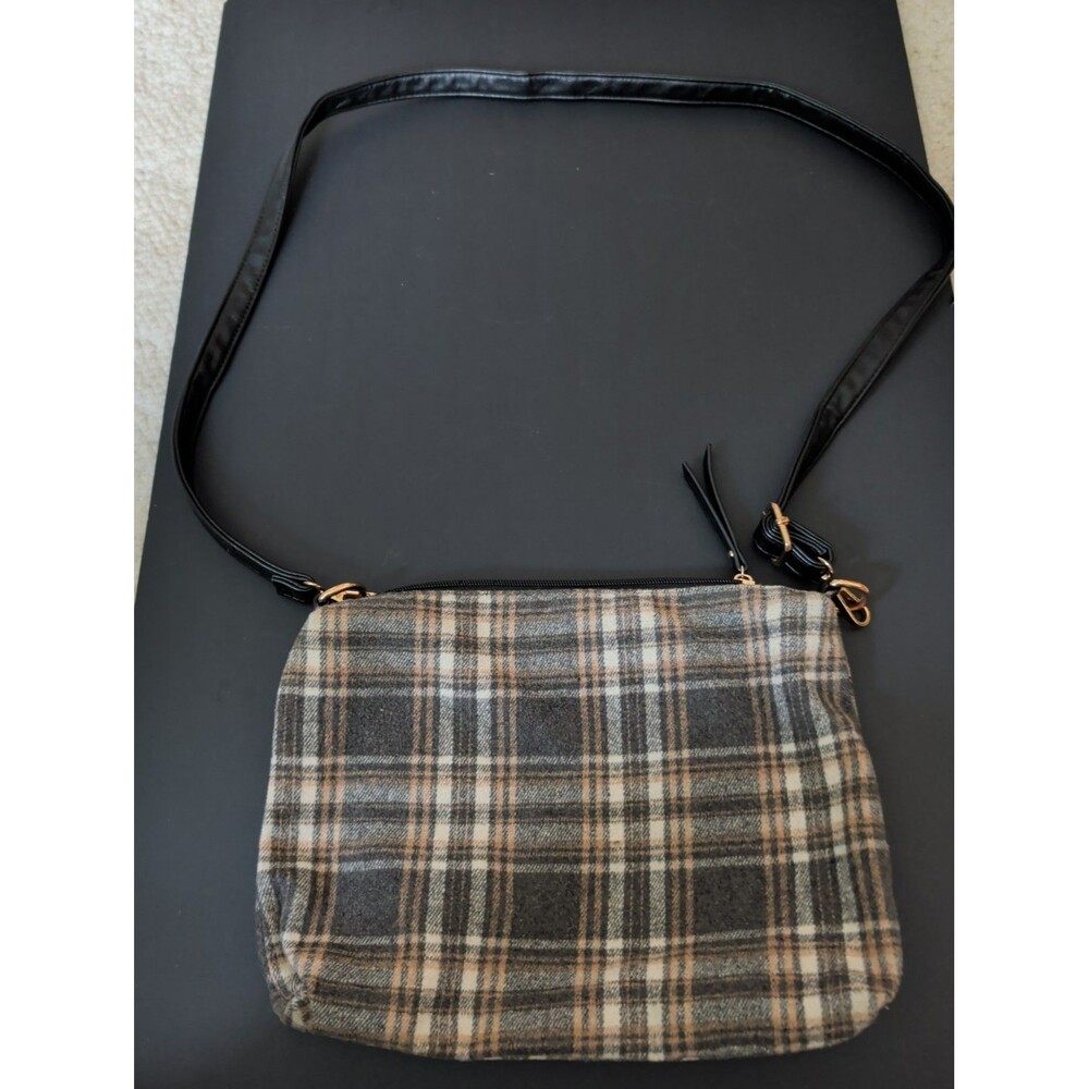 Jen & Co. Brown And Gray Flannel Purse
